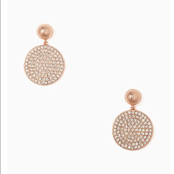kate spade Jewelry - NWT Kate Spade Rose Gold Pave Disc Drop Earrings